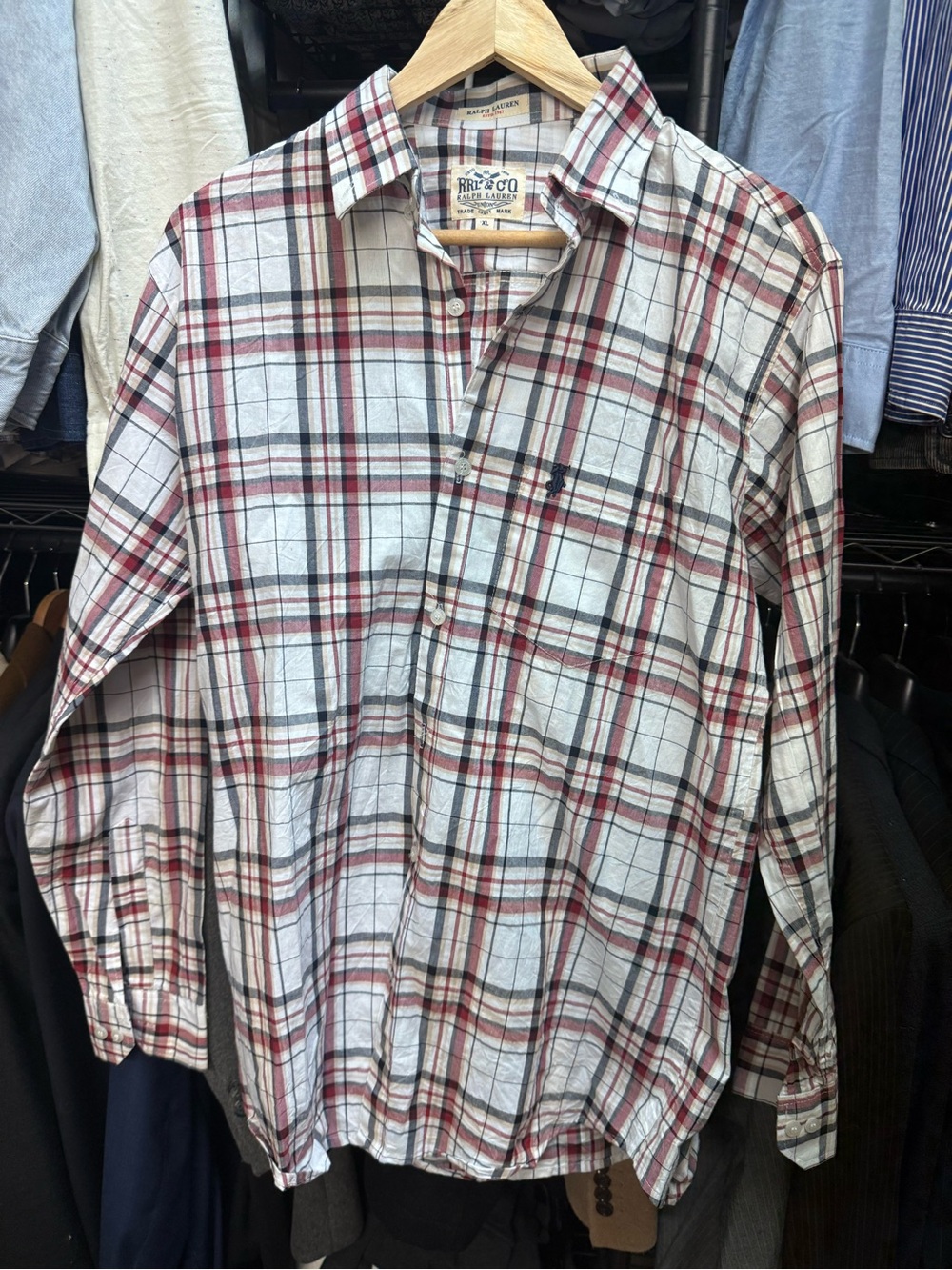 Ralph Lauren Double RL White, Red & Black Plaid Button-Down Shirt